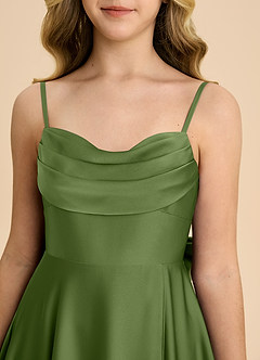 Azazie Bear Junior Vestido de Enebro de Satén Elástico de Corte en A con Escote de Corazón image8