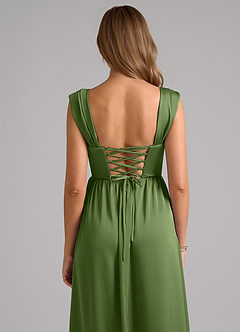 Azazie Hattie Bridesmaid Dresses Juniper A-Line Corset Stretch Satin Dress image7