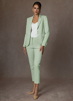 front Whitney Dusty Sage Structured Stretch Cropped Pants Suit
