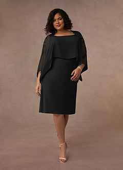 Azazie Maryam Mother of the Bride Dresses Black Sheath Lace Chiffon Dress image7