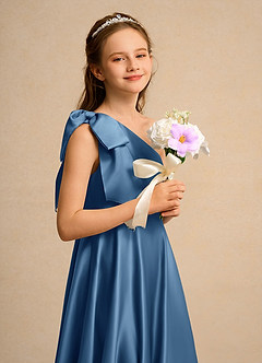 Azazie Guppy Girls Formal Flower Girl Klänningar Klä A-Line i Matt satäng Ena axeln image6