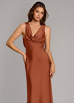 Azazie Cheryl Bridesmaid Dresses Cedar Rose Mermaid Stretch Satin Dress image6