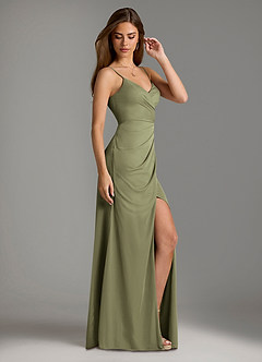 Azazie Maci Bridesmaid Dresses Pistachio Sheath Pleated Mesh Dress image4