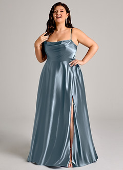 Azazie Elle Brautjungfernkleider A-Linie mit Taschen Metallischer Satin Kleid Zwielichtviolett image9