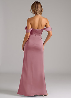 Azazie Johana Bridesmaid Dresses Vintage Mauve Mermaid Off the Shoulder Stretch Satin Convertible Dress image4