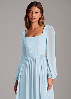 Azazie Maree Bridesmaid Dresses Sky Blue A-Line Corset Chiffon Dress image7