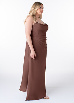 Azazie Mai Bridesmaid Dresses Espresso Sheath Pleated Chiffon Dress image10