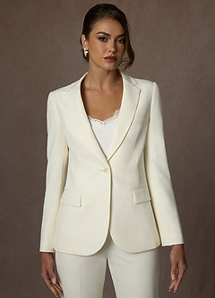 front Charlotte Marfim Blazer de trama refinada