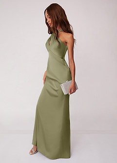 Barbie ♥ Azazie Bridesmaid Dresses Pistachio Sheath Stretch Satin Dress image5