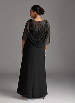 Azazie Hera Mother of the Bride Dresses Black A-Line Lace Capelet Chiffon Dress image7