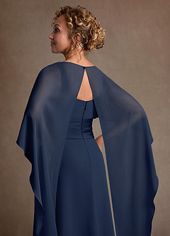 Azazie Marilla Mother of the Bride Dresses Dark Navy A-Line Pleated Chiffon Dress image7