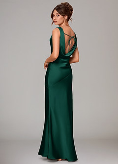 Azazie Rylina Bridesmaid Dresses Emerald Mermaid Stretch Satin Dress image4