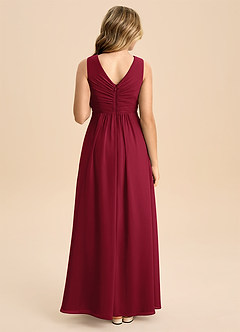 Azazie Skyla Junior Burgundy A-Line Pleated Chiffon Dress image2