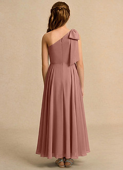 Azazie Guppy Junior Formal vestidos de niña de las flores Vestido de Rosa De Cedro de Gasa de Corte En A con Hombro unilateral image2