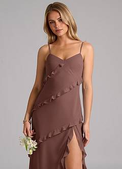 Azazie Nancie Robes de demoiselle d'honneur Robe Sirène en Mousseline de soie Rayé Expresso image7