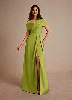 Azazie Milton Mère de la mariée Robes Robe Trapèze en Satin extensible Plissée Citronnelle image1