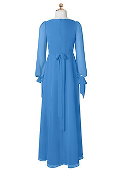 Azazie Leonia Junior A-Linie mit Taschen Chiffon Kleid Blauhäher image8