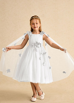 Azazie Staria Vestidos de florista Vestido Branco de Tule de Vestido de baile com Ruched image4