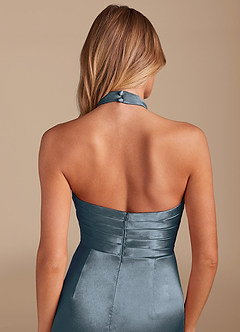 Azazie Jemma Bridesmaid Dresses Twilight Sheath Pleated Metallic Satin Dress image2