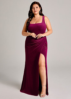 Azazie Mero Bridesmaid Dresses Cabernet Mermaid Pleated Velvet Dress image11
