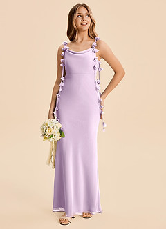 Azazie Trinity Junior Frosted Lilac Mermaid Pleated Chiffon Dress image3