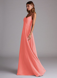Azazie Marley Jurken voor bruidsmeisjes Converteerbaar Jurk van Chiffon met A-Lijn Off the Shoulder Koraal image6