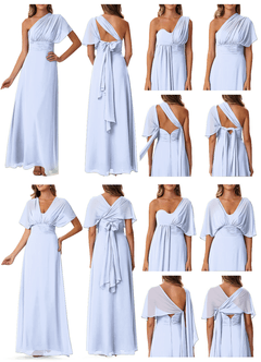 Azazie Fifi Brautjungfernkleider Wandelbar A-Linie Schulterfrei Chiffon Kleid Eis image10