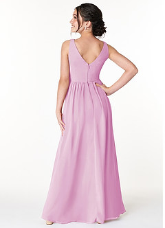 Azazie Sawyer Junior Candy Pink A-Line Pleated Chiffon Dress image2