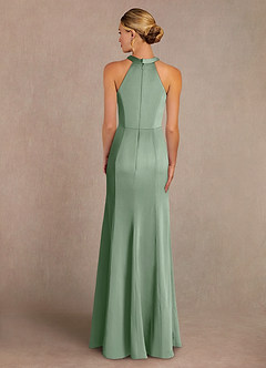Azazie Tyra Mother of the Bride Dresses Matcha Mermaid Lace Stretch Satin Dress image3