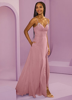 Barbie ♥ Azazie Bridesmaid Dresses Dusty Rose A-Line with Pockets Chiffon Dress image4