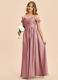 Azazie Rayne Junior Vestido Rosa Polvorienta de Satén Elástico de Corte en A con Escote corazón image1