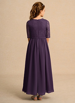 Azazie Pippin Junior Formal vestidos de niña de las flores Vestido de Ciruela de Encaje de Corte En A image2