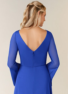 Azazie Teraso Mother of the Bride Dresses Royal Blue A-Line Pleated Mesh Dress image6
