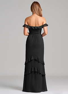 Azazie Marilynn 신부 들러리 드레스 인어 오프 더 숄더 쉬폰 바닥 길이 드레스 image2