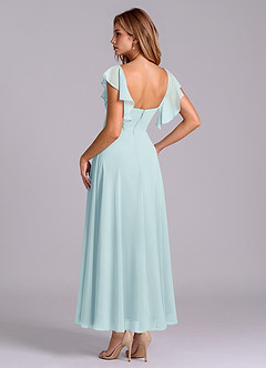 Azazie Leilani Bridesmaid Dresses Sea Glass A-Line Ruched Chiffon Dress image5