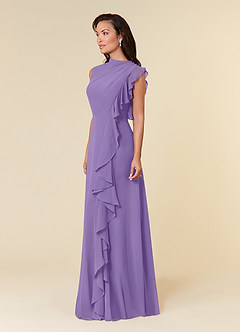 Azazie Narine Kleider für die Brautmutter A-Linie Hoher Halsausschnitt Gefaltet Chiffon Kleid Tahiti image2