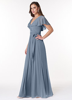 Azazie Jael Robes de demoiselle d'honneur Robe Trapèze en Maille Col en V Violet Crépusculaire image3
