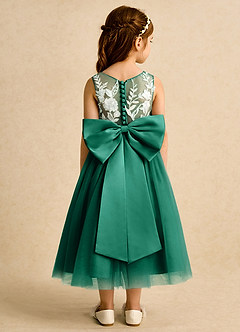 Azazie Sundae Flower Girl Dresses Emerald Ball-Gown Lace Dress image2