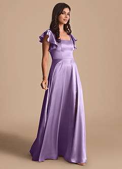 Azazie Bondi Bridesmaid Dresses Lilac A-Line Bow Metallic Satin Dress image4