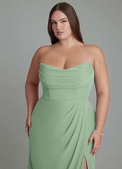 Azazie Johana Bridesmaid Dresses Matcha Mermaid Off the Shoulder Chiffon Convertible Dress image15