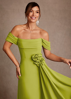 Azazie Amherst Mother of the Bride Dresses Lemongrass A-Line Off the Shoulder Chiffon Dress image6