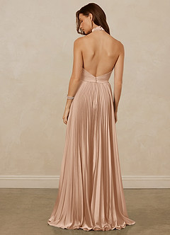 Christian Siriano Bridal for Azazie 1007 Bridesmaid Dresses English Rose A-Line Pleated Stretch Satin Dress image6