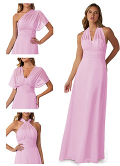 Azazie Fifi Bridesmaid Dresses Candy Pink A-Line Strapless Chiffon Convertible Dress image7