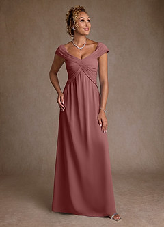 Azazie Myrtle Mother of the Bride Dresses Desert Rose A-Line Pleated Chiffon Dress image1