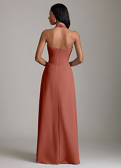 Azazie Clarisa Bridesmaid Dresses Auburn A-Line Pleated Chiffon Dress image2