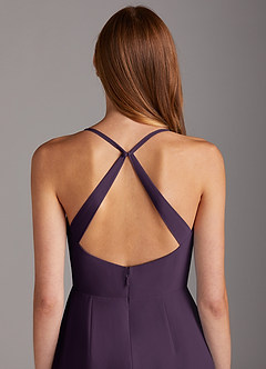 Azazie Manila Bridesmaid Dresses Plum Sheath V-Neck Chiffon Dress image5