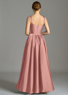 Azazie Verina Bridesmaid Dresses Rosette A-Line Pleated Stretch Satin Dress image6