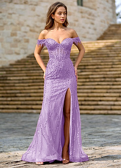 Zinanam Lilac A-line 3D Flowers Prom Dress image4