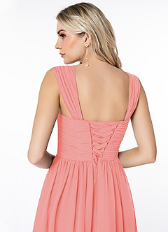 Azazie Angie Brautjungfernkleider A-Linie Korsett Chiffon Kleid Koralle image3
