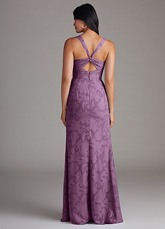 Azazie Mero Bridesmaid Dresses Wisteria Sheath Pleated Floral Burnout Dress image3